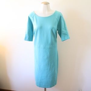 Size 10 Talbots Blue Sheath Short Sleeve Dress